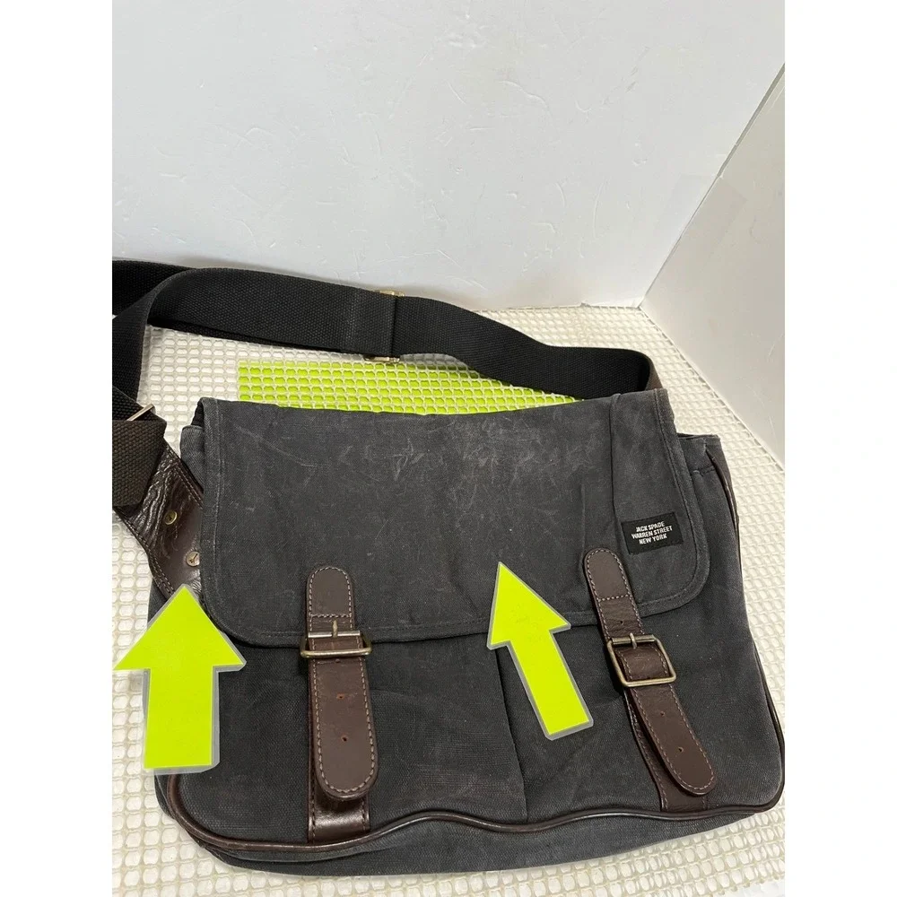 Jack Spade Canvas Messenger Bag Charcoal Gray rugged good